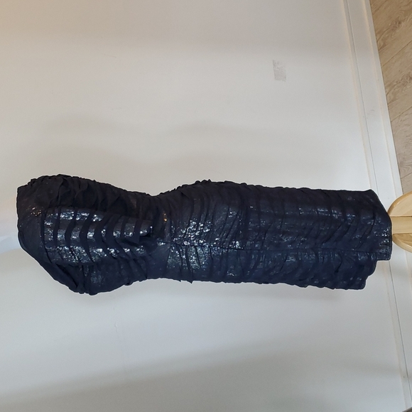 Tadashi Shoji Blue Sequin Net Dress Cocktail Gown - Size 4 - Picture 2 of 14